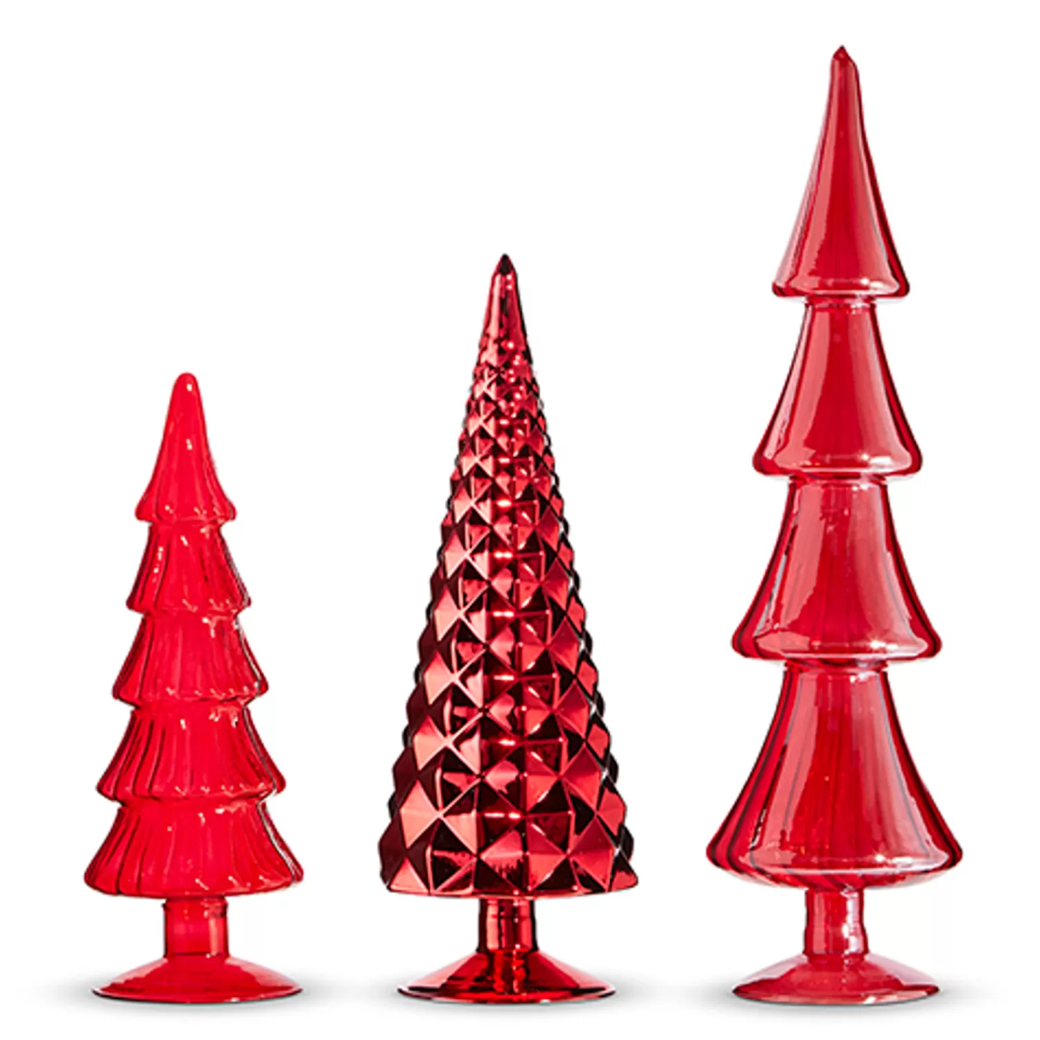 The Jolly Christmas Shop Valentines Day | Charming Holiday | Raz Set Of 3 Red Glass Trees Christmas Decoration 4322914