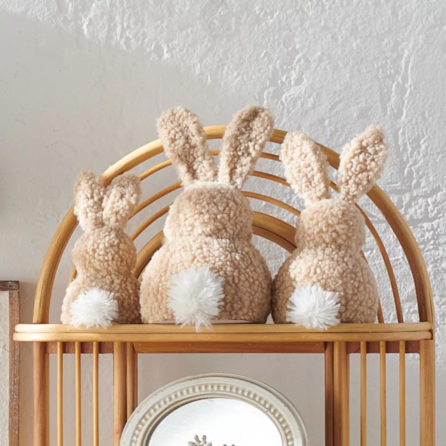The Jolly Christmas Shop Figurines | Raz Set Of 3 Sherpa Bunnies Easter Decoration 4453329