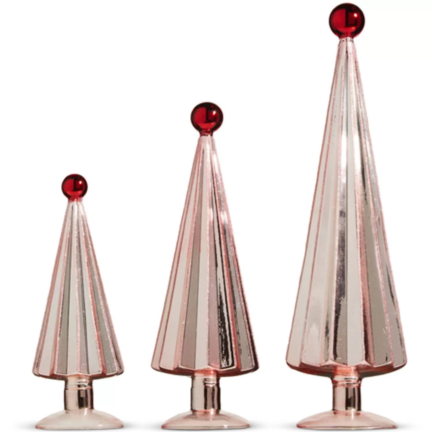 The Jolly Christmas Shop Valentines Day | Jingle And Cocoa | Raz Set Of 3 Sugar Plum Fairy Pink With Red Ball Topper Christmas Trees 4322951