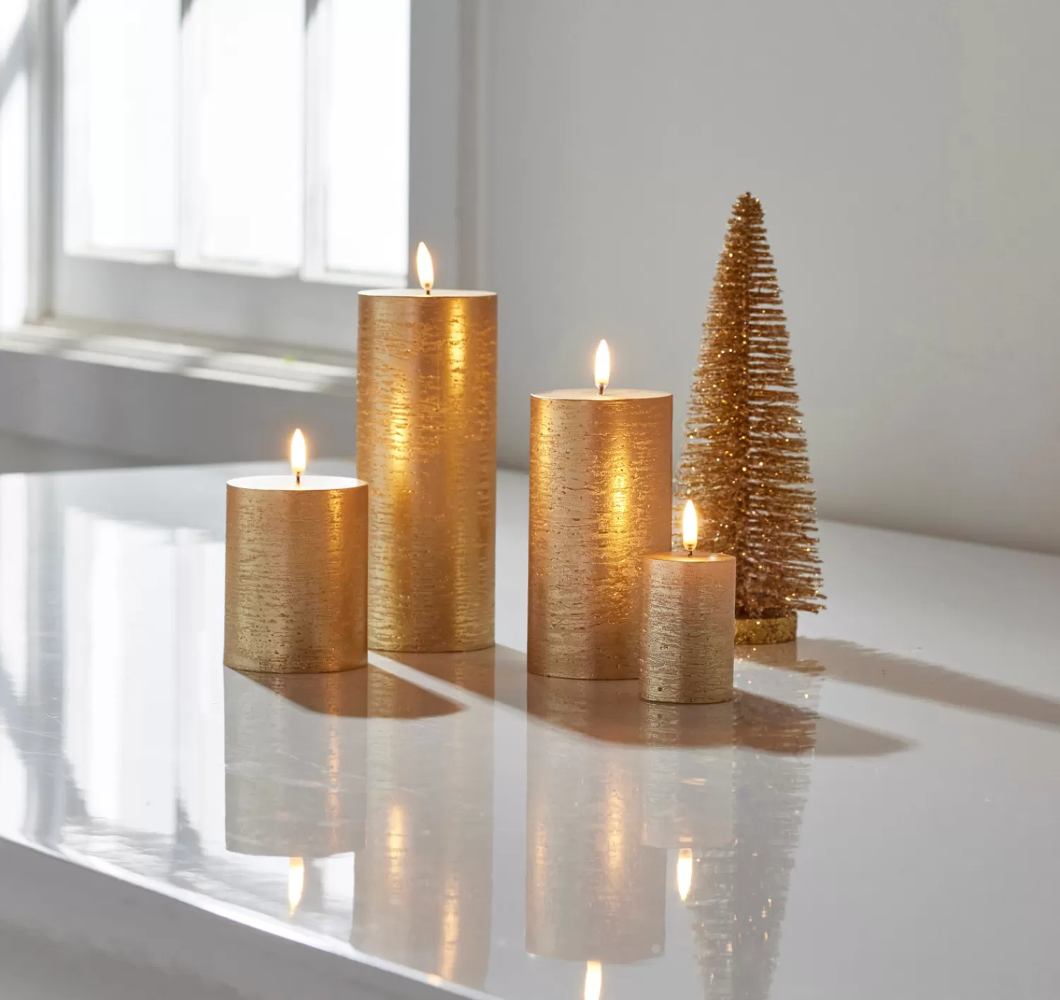 The Jolly Christmas Shop Tartan Traditions | Oh Night Divine | Raz Uyuni Rustic Gold Battery Operated Candle With Lighted Flickering Flame