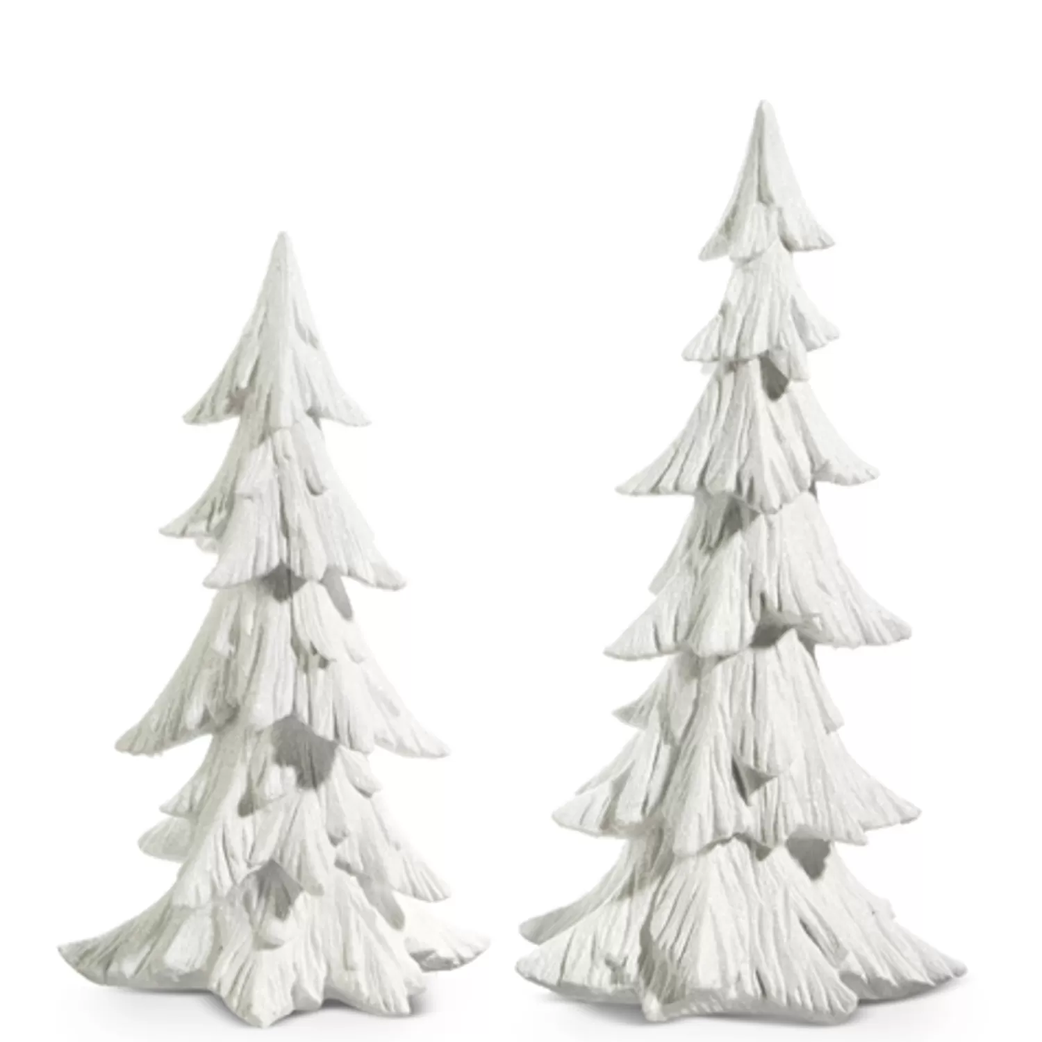 The Jolly Christmas Shop Snowflake Soiree | Snow Christmas Decorations | Raz White Carved Christmas Tree Decoration Set Of 2 4401619