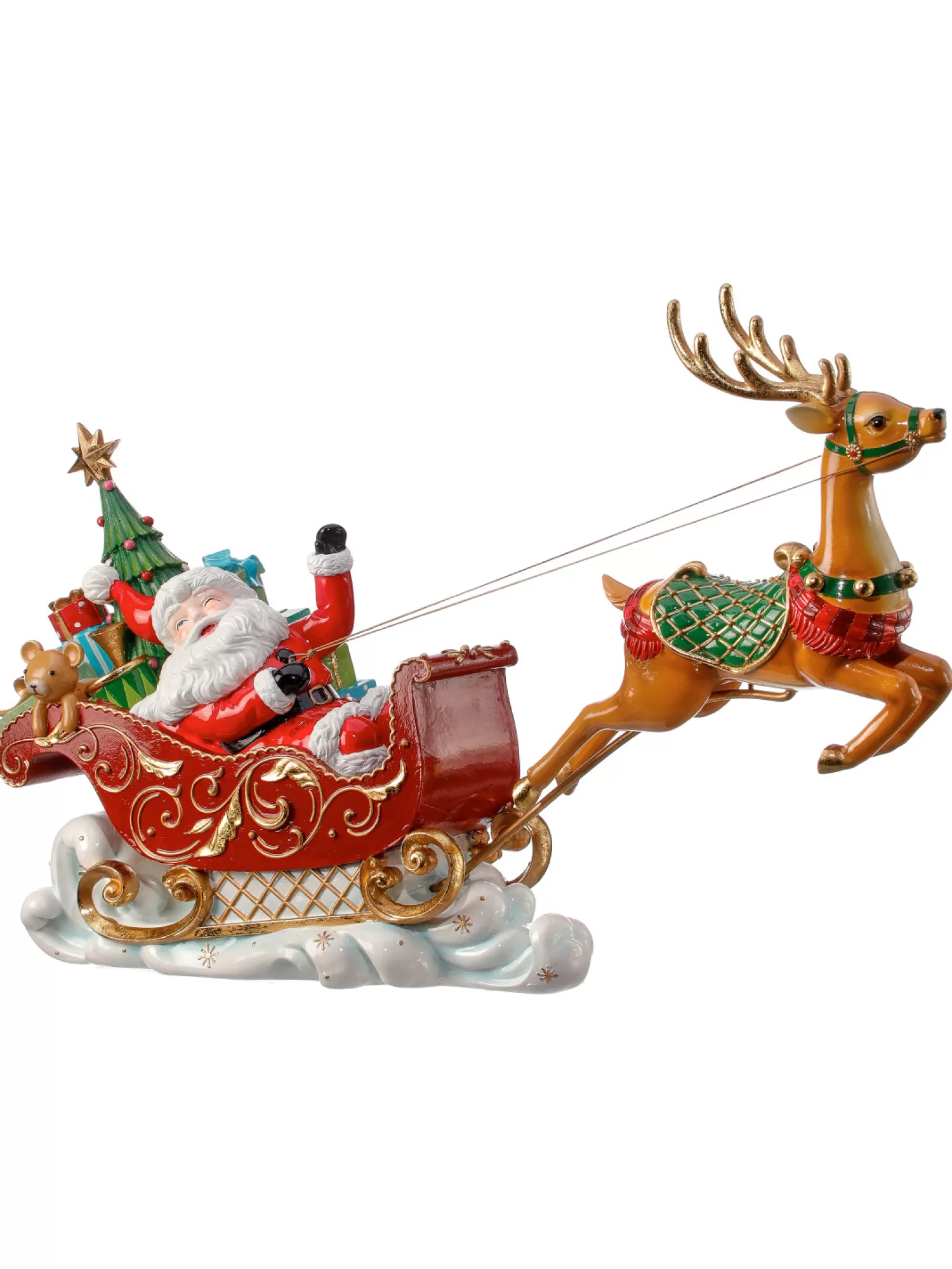 The Jolly Christmas Shop Tinsel Town | Christmas Traditions | Regency 16" Santa With Flying Reindeer Christmas Decoration MTX71077