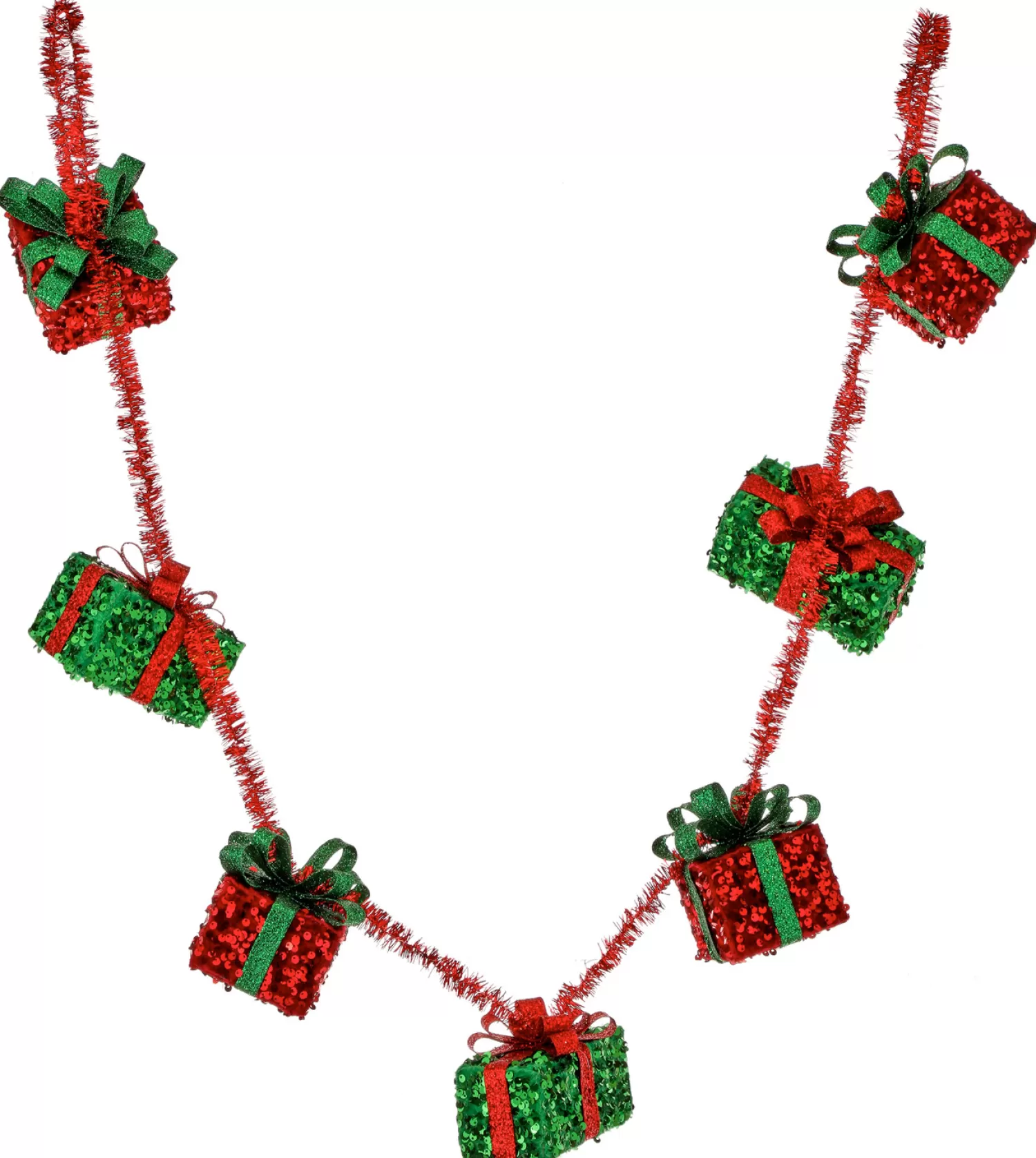 The Jolly Christmas Shop Tinsel Town | Christmas Tree Garland | Regency 48" Glitter With Tinsel Gift Packages Christmas Tree Garland MTX73524