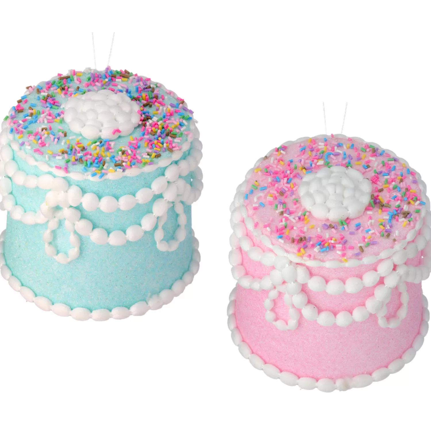 The Jolly Christmas Shop The Candy Shop | A Blushing Holiday | Regency 5" Blue Or Pink Pastel Candy Decorated Cake Christmas Ornament MTX68911