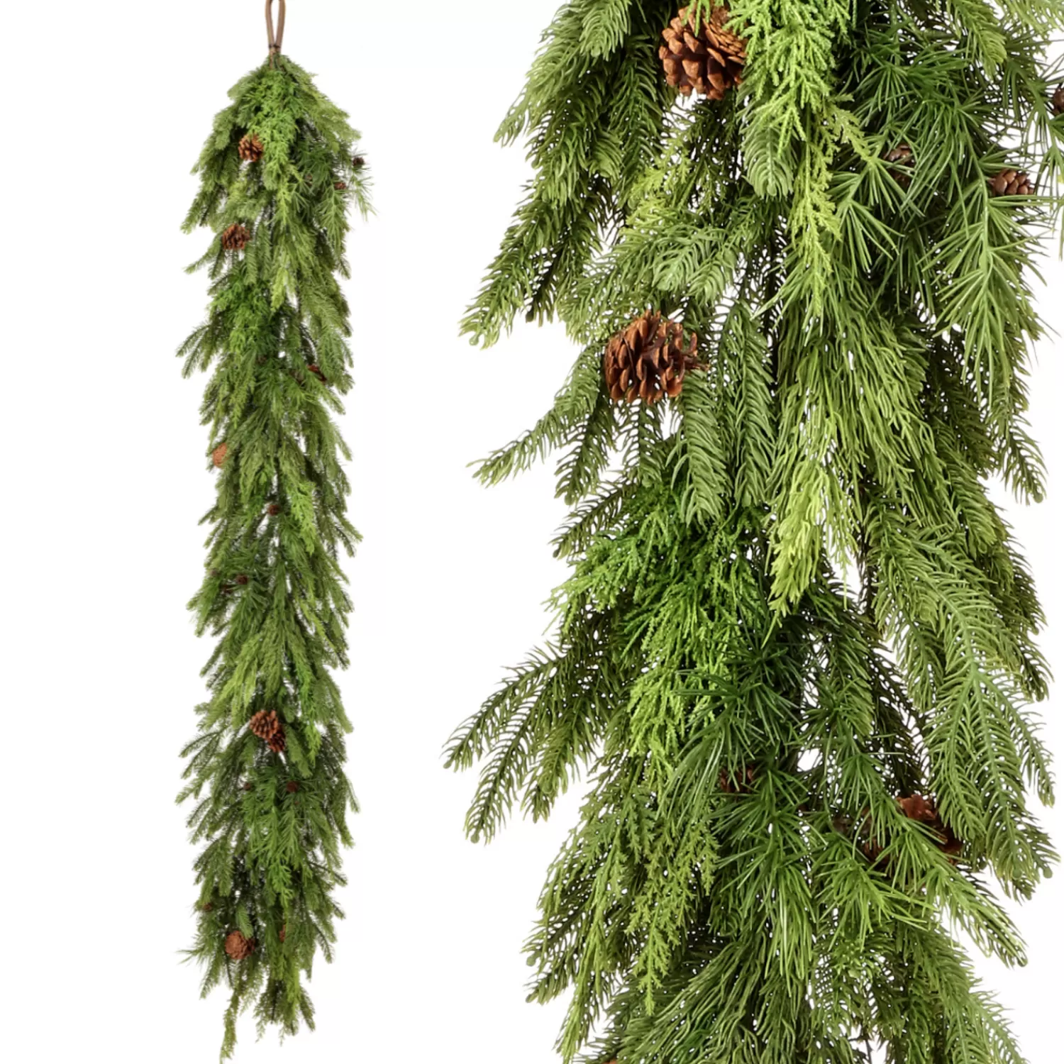The Jolly Christmas Shop Real Feel Greenery And Flowers | Real Feel Garland And Wreaths | Regency 6' X 12" Natural Touch Real Feel Pine Cone Christmas Garland MTX73279