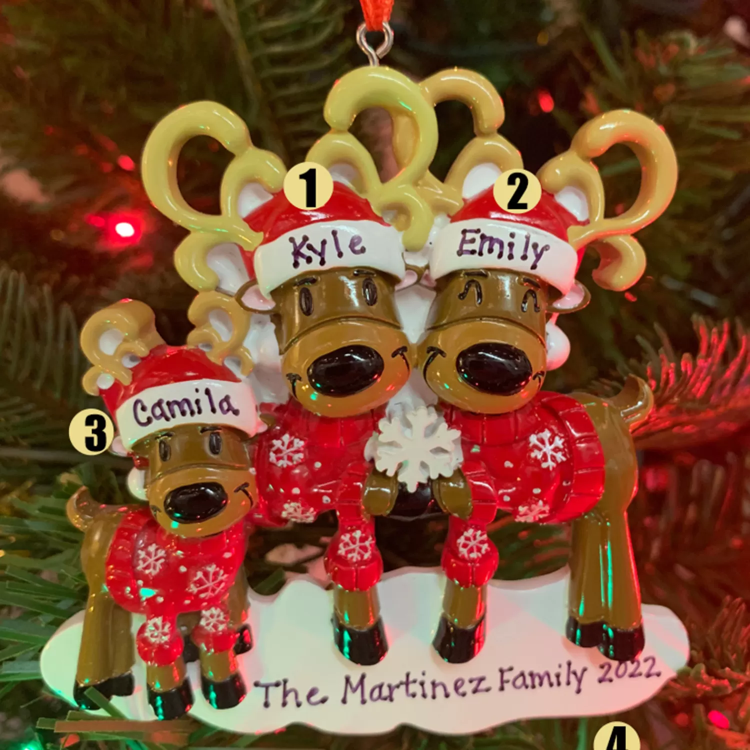 The Jolly Christmas Shop Personalized Ornaments·Family Ornaments | Animals·Reindeer | Reindeer Family Of 3 Personalized Christmas Ornament OR2256-3
