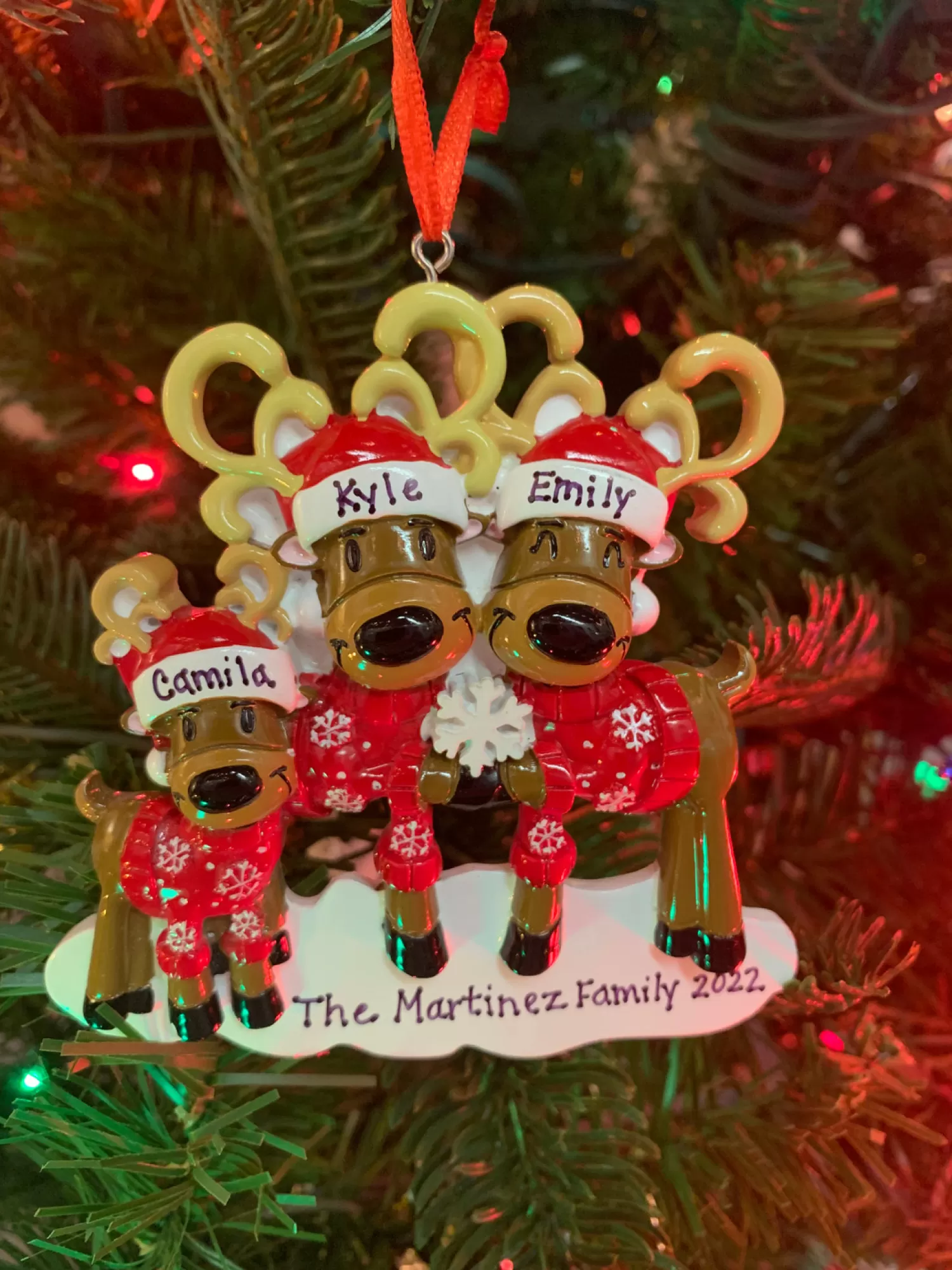The Jolly Christmas Shop Personalized Ornaments·Family Ornaments | Animals·Reindeer | Reindeer Family Of 3 Personalized Christmas Ornament OR2256-3