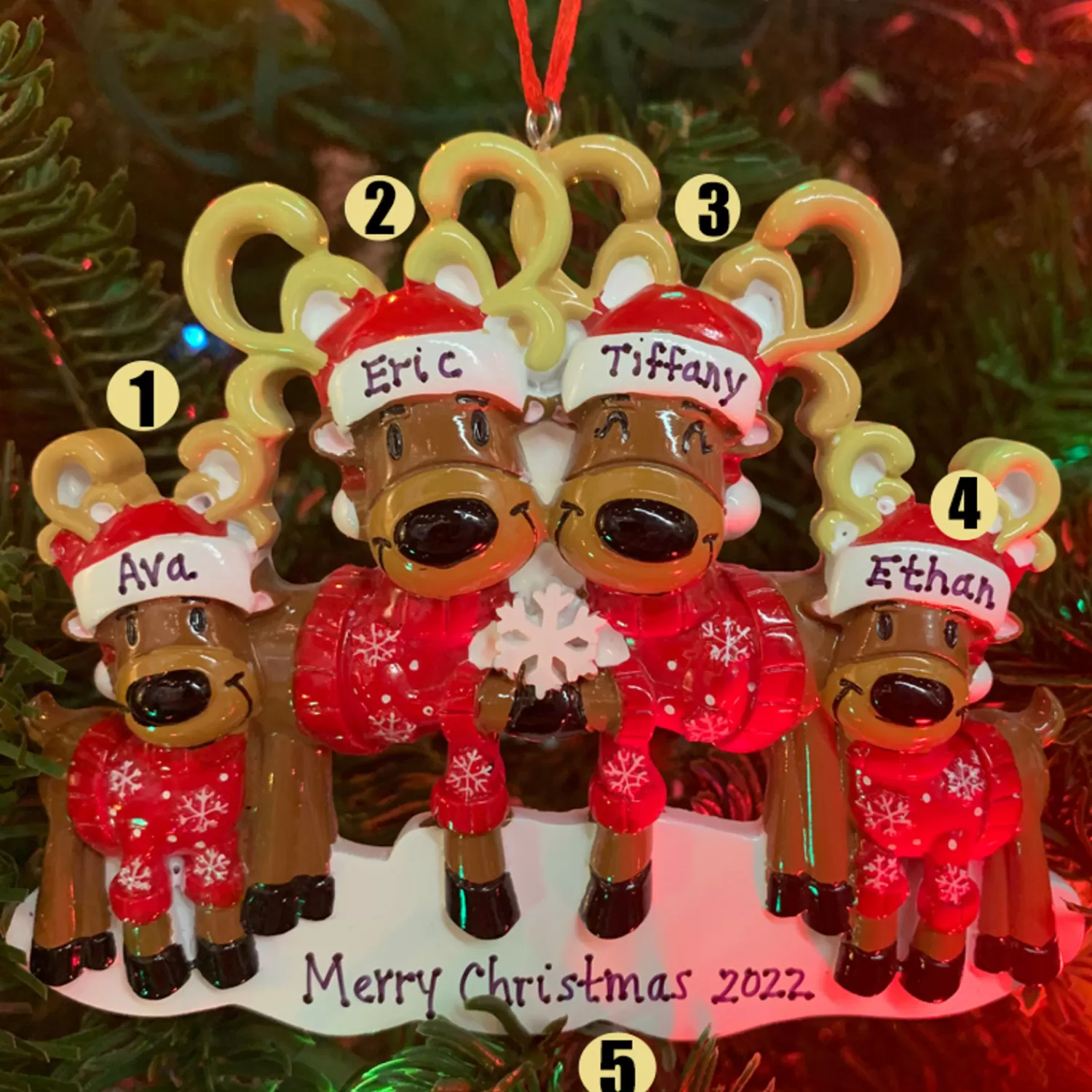 The Jolly Christmas Shop Personalized Ornaments·Family Ornaments | Animals·Reindeer | Reindeer Family Of 4 Personalized Christmas Ornament OR2256-4