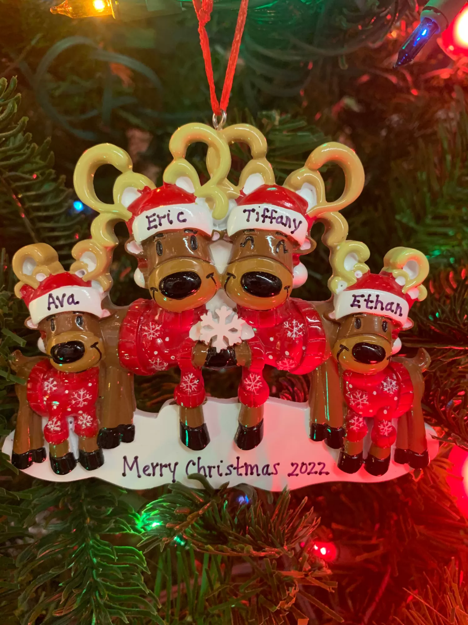 The Jolly Christmas Shop Personalized Ornaments·Family Ornaments | Animals·Reindeer | Reindeer Family Of 4 Personalized Christmas Ornament OR2256-4