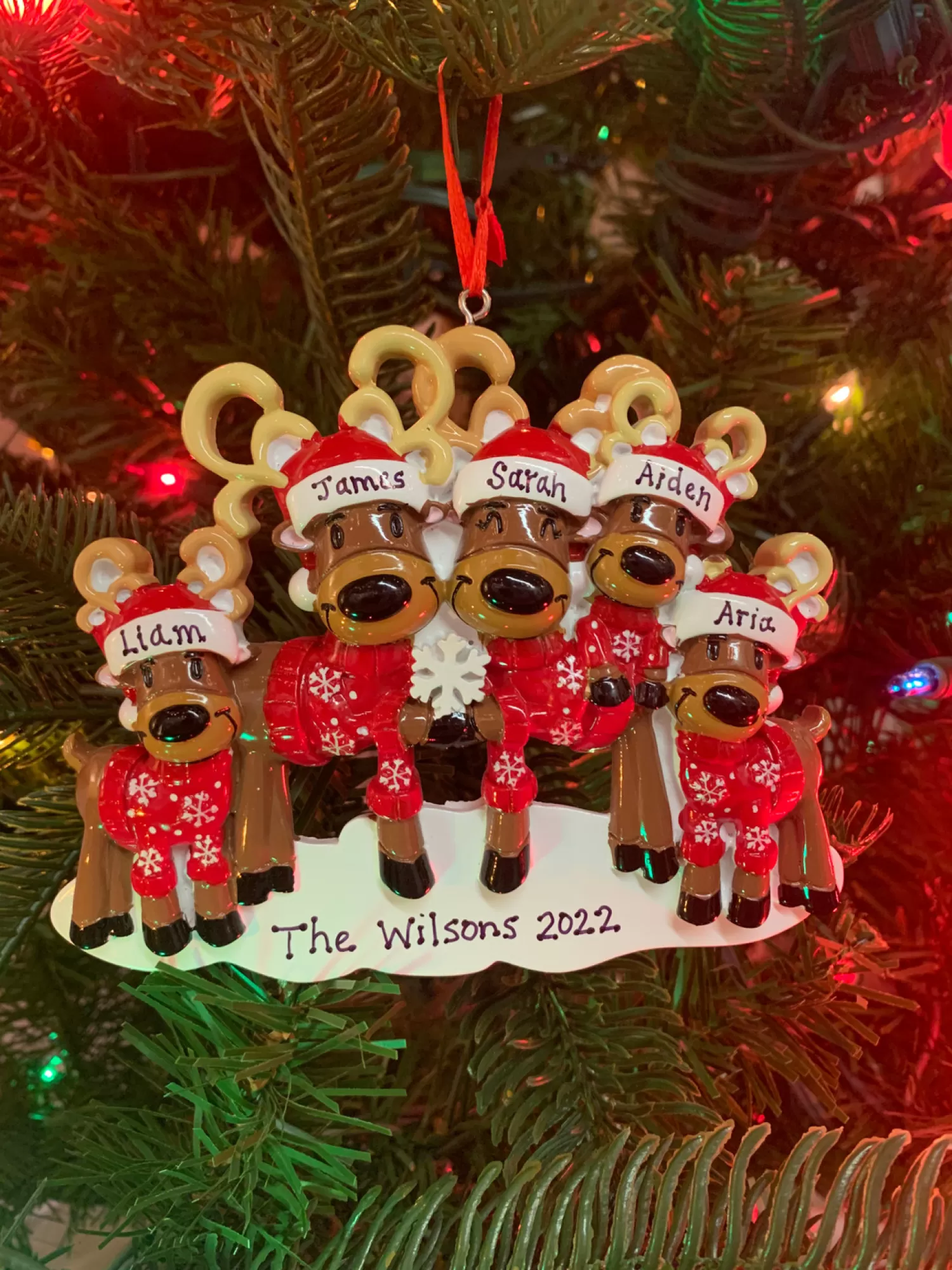 The Jolly Christmas Shop Personalized Ornaments·Family Ornaments | Animals·Reindeer | Reindeer Family Of 5 Personalized Christmas Ornament OR2256-5