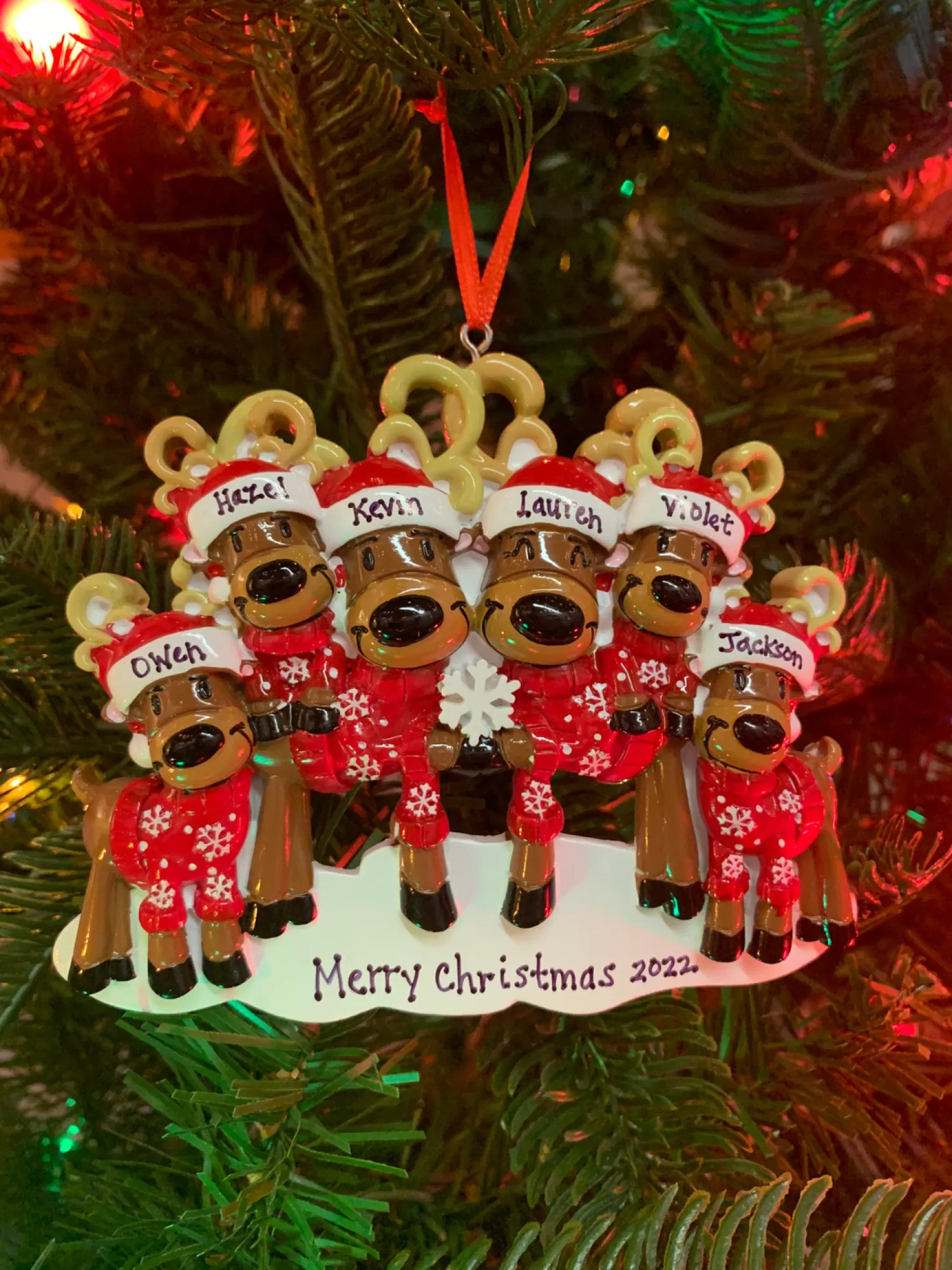 The Jolly Christmas Shop Personalized Ornaments·Family Ornaments | Animals·Reindeer | Reindeer Family Of 6 Personalized Christmas Ornament OR2256-6