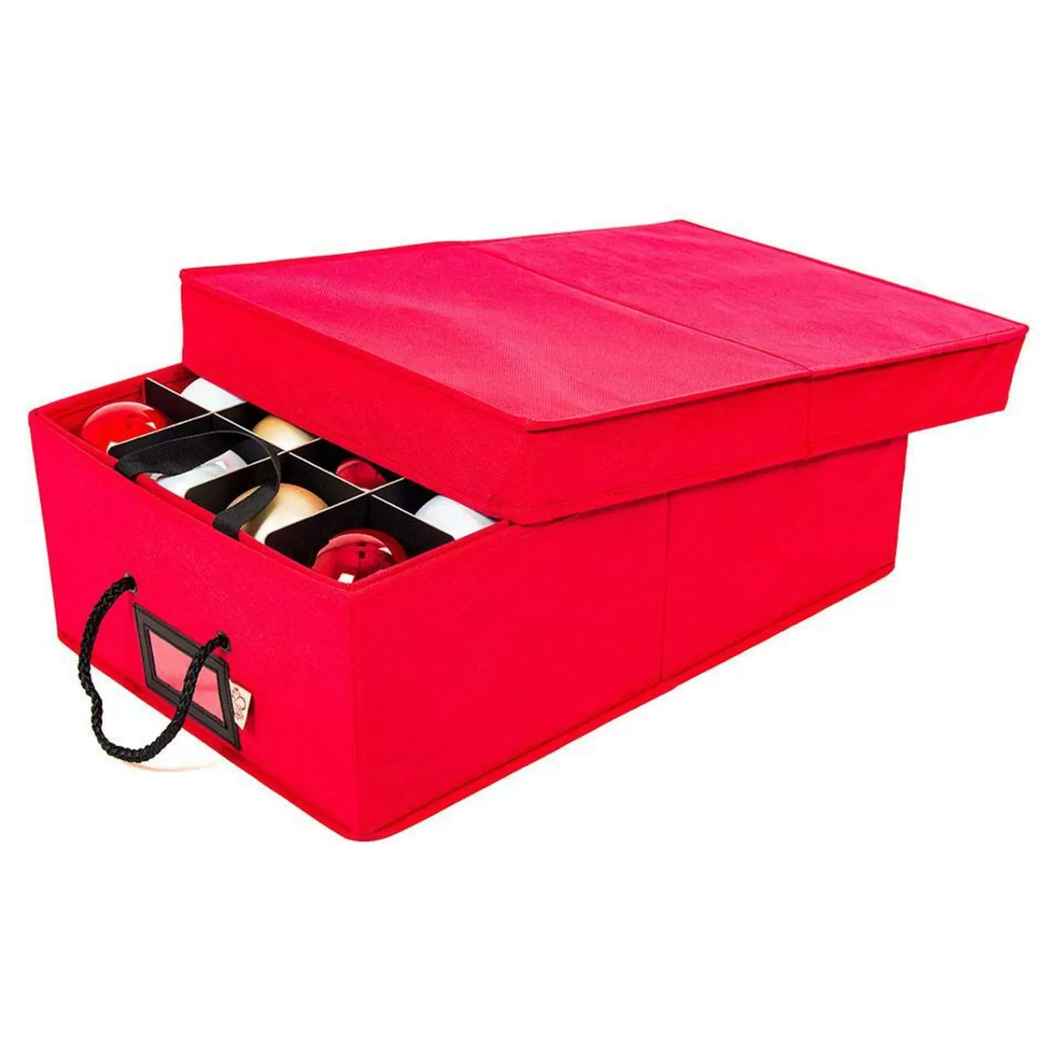The Jolly Christmas Shop Ornament Boxes, Hooks And Stands | Santa's Bags Red 2 Tray Lid Top Christmas Ornament Storage SB-10453-RED