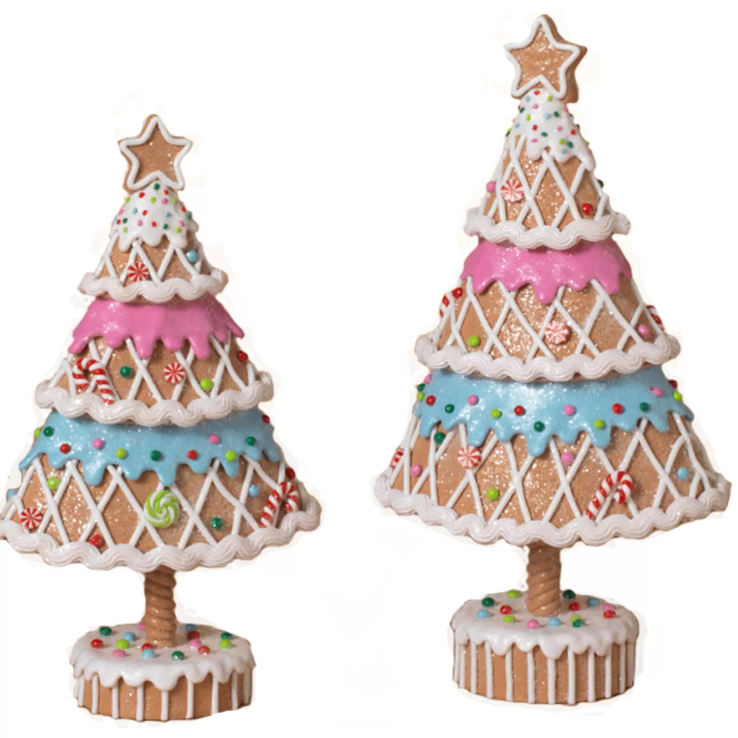 The Jolly Christmas Shop Gingerbread | Figures | Set Of 2 Clay Dough Gingerbread Tree Christmas Decoration 2656790