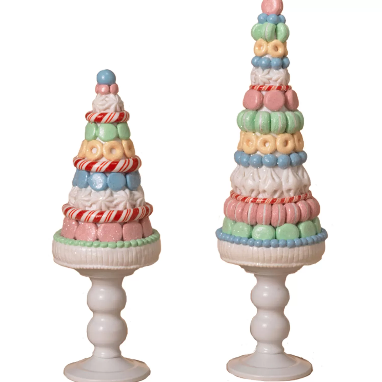 The Jolly Christmas Shop Gingerbread | Candy Land | Set Of 2 Clay Dough Macaroon And Candy Christmas Trees 2656800