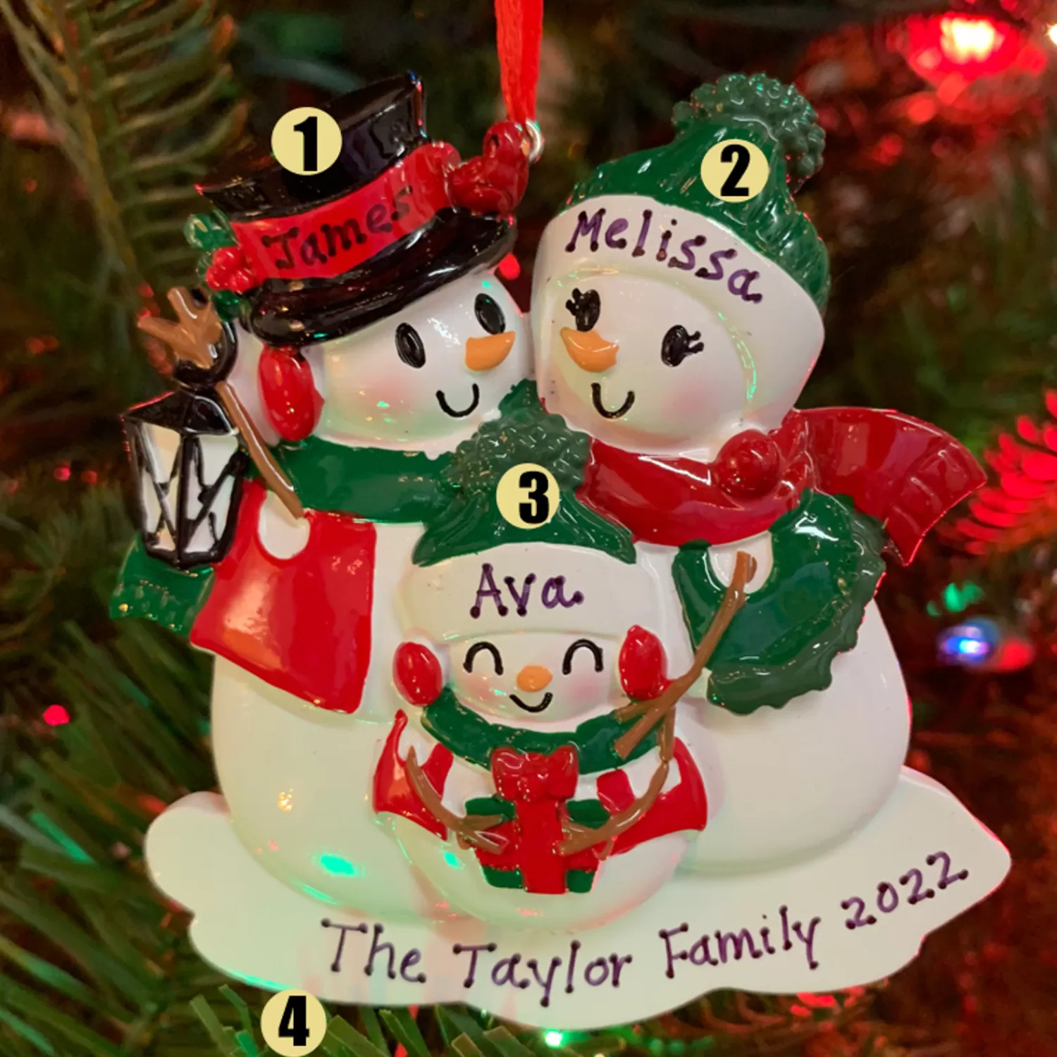The Jolly Christmas Shop Personalized Ornaments·Family Ornaments | Snowman | Snowman Family Of 3 Personalized Christmas Ornament OR2255-3