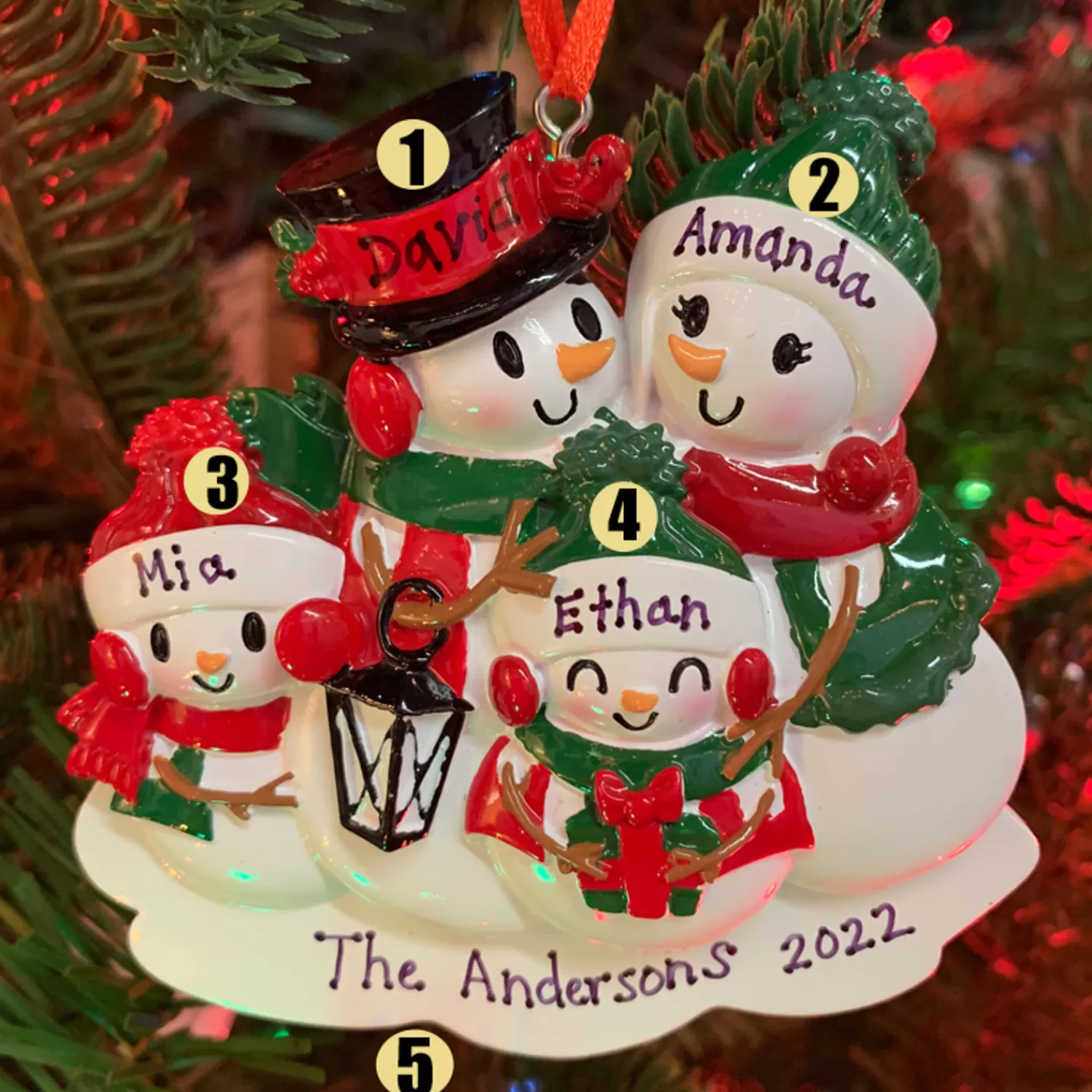The Jolly Christmas Shop Snowman Christmas Decorations | Personalized Ornaments·Family Ornaments | Snowman Family Of 4 Personalized Christmas Ornament OR2255-4