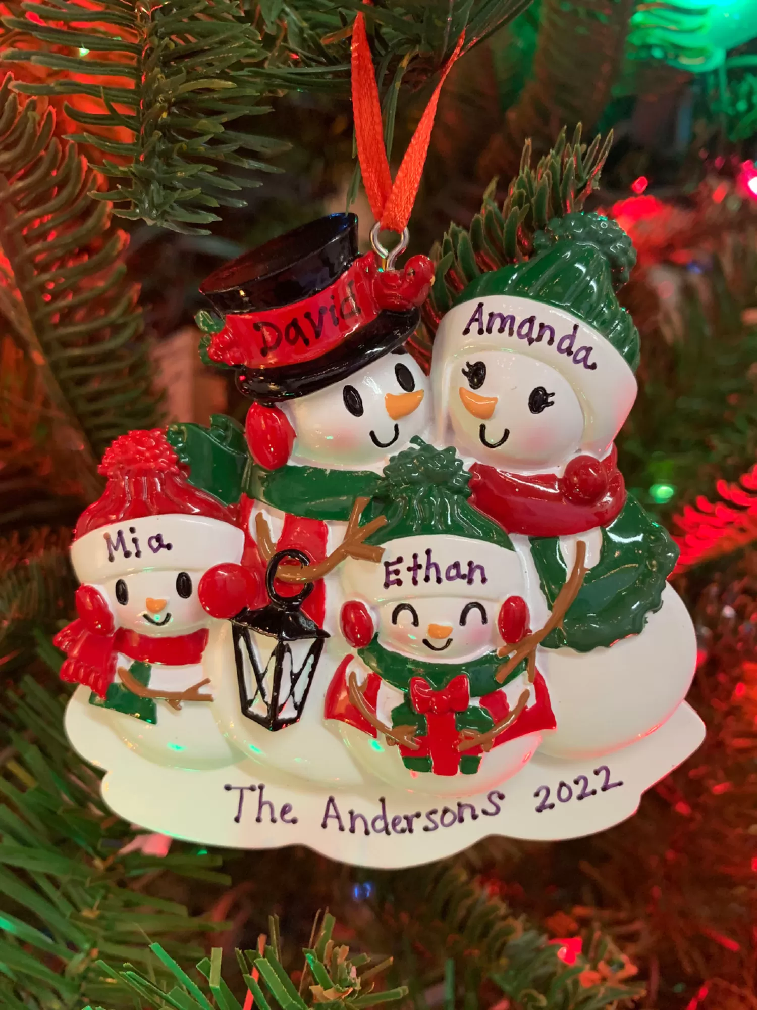 The Jolly Christmas Shop Snowman Christmas Decorations | Personalized Ornaments·Family Ornaments | Snowman Family Of 4 Personalized Christmas Ornament OR2255-4