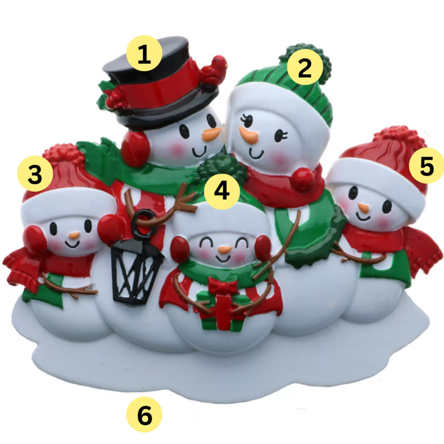 The Jolly Christmas Shop Personalized Ornaments·Family Ornaments | Snowman | Snowman Family Of 5 Personalized Christmas Ornament OR2255-5