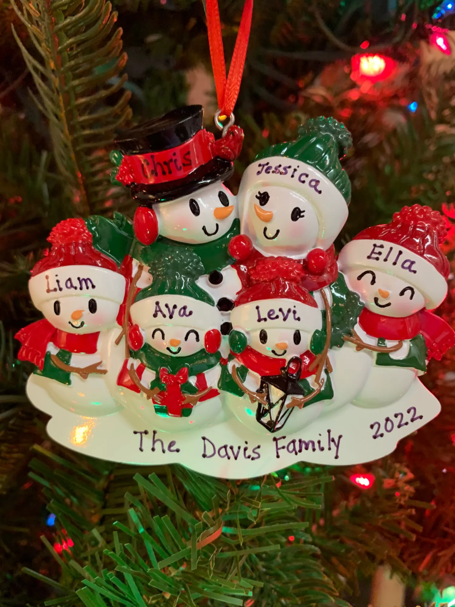 The Jolly Christmas Shop Personalized Ornaments·Family Ornaments | Snowman | Snowman Family Of 6 Personalized Christmas Ornament OR2255-6