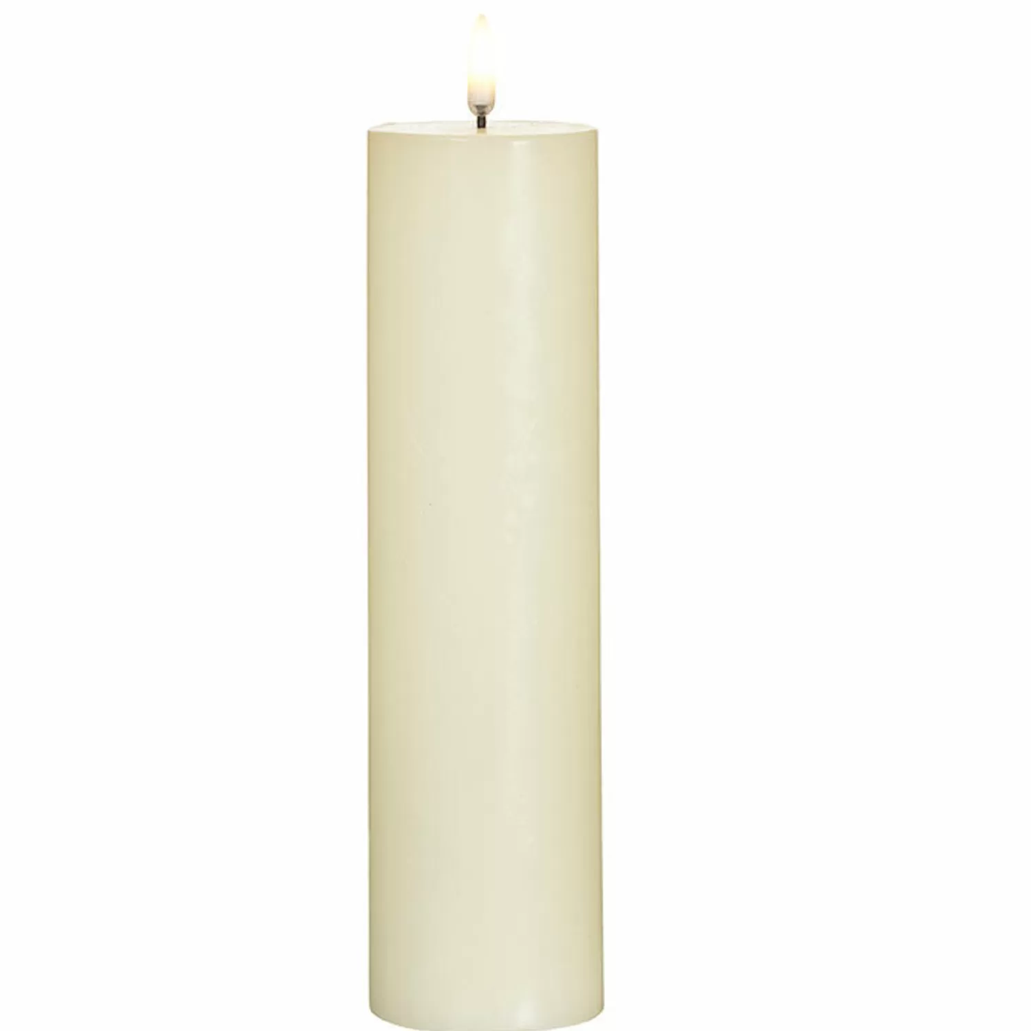 The Jolly Christmas Shop Sleigh Bells | O Tannebaun | Uyuni 2.25" X 9.75" Ivory Flat Top Flicker Flame Pillar Candle 4034509