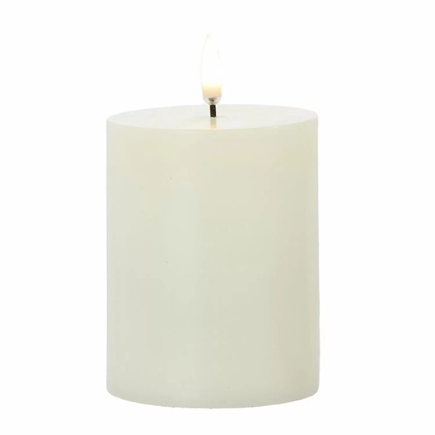 The Jolly Christmas Shop O Tannebaun | Jingle And Cocoa | Uyuni 3" X 5", 7" Or 9" Ivory Flat Top Flicker Flame Pillar Candle