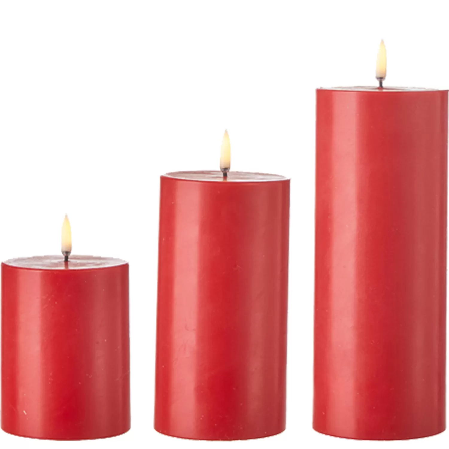 The Jolly Christmas Shop O Tannebaun | Jingle And Cocoa | Uyuni 3" X 5" Or 7" Or 9" Flat Top Moving Flame Red Unscented Pillar Battery Candle